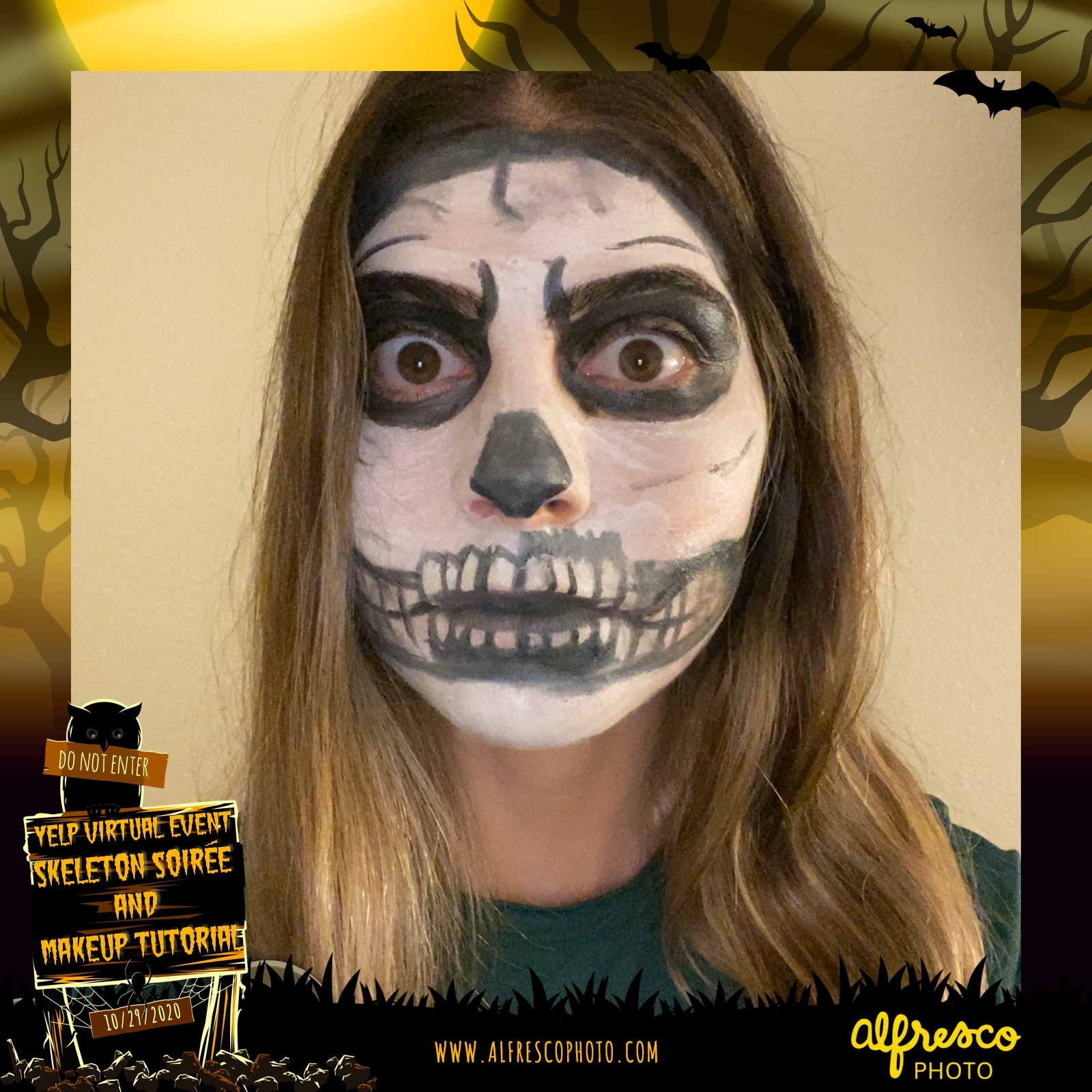Yelp Skeleton Makeup Tutorial | View more photos from the event at events.alfrescophoto.com/u/AlfrescoPhoto/Yelp-Skeleton-Makeup-Tutorial